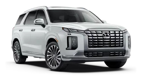 a white 2021 hyundai suv suv parked on a white background