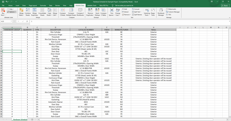 Hardware Schedule report from CPS in MS Excel