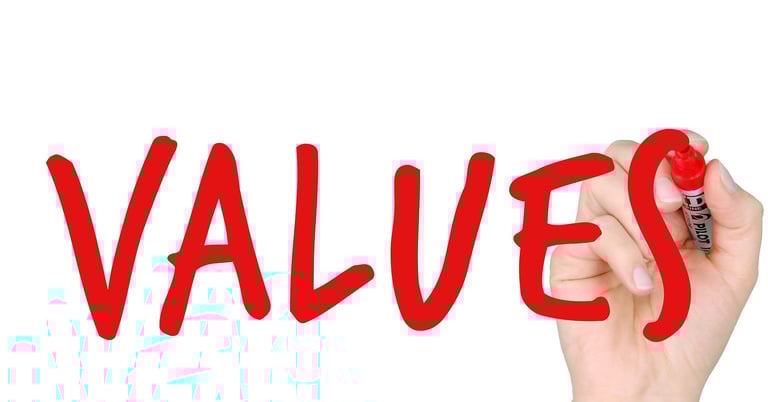 hand writing the word "values" with a marker symbolizing augusta precious metals blog post about their values