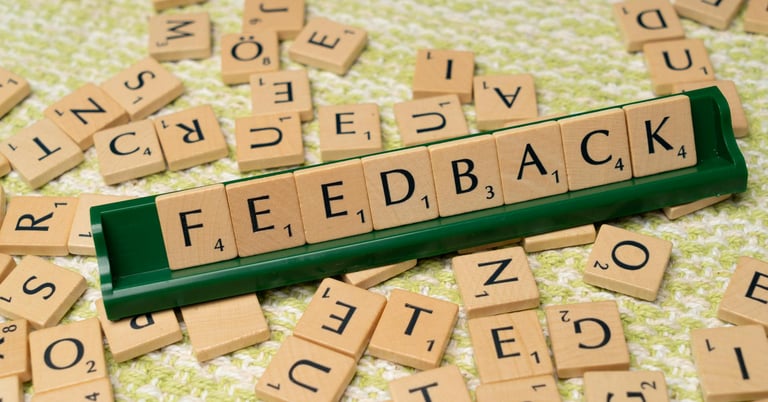 block letters forming word "feedback" symbolizing blog post for augusta precious metals customer reviews