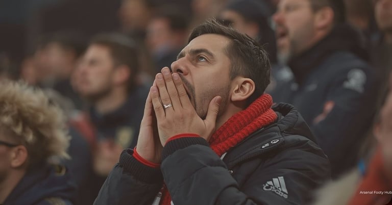 Arsenal fan react at Emirates Stadium during 3-2 defeat to Manchester United