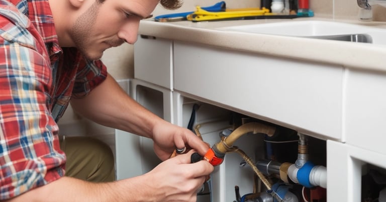 A friendly handyman fixing a kitchen cabinet in a cozy Leicester home.