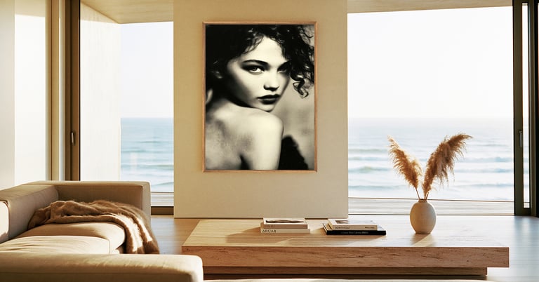 Portrait femme grand format 70x105 cm encadré salon — tirage unique 1/1 Hahnemühle par Enzo Minardi
