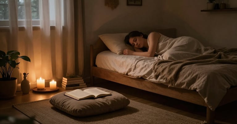 Sacred sleep sanctuary bedroom setup for nightly subconscious transformation practice