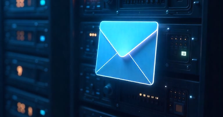 a mailbox with a glowing envelope on it