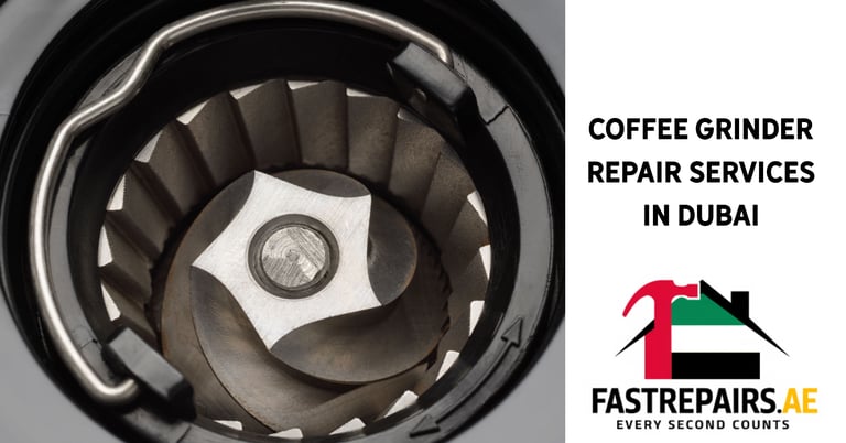 a coffee grinder with the words fastener repair services in dubai