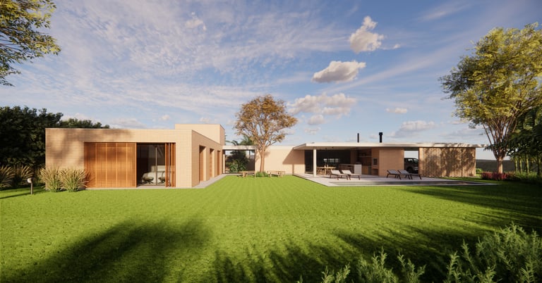 Casa Tijolo ecológico contemporânea
