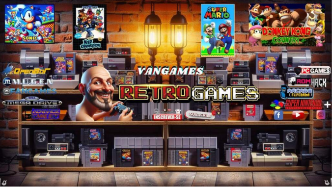a man in a store with video game controllers
