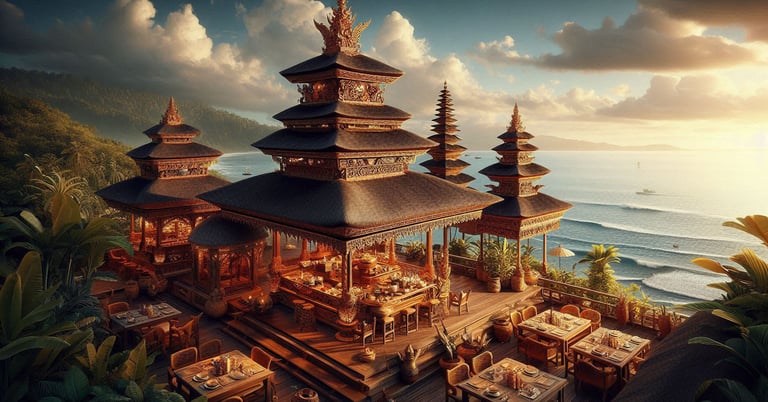 a restaurant with a view of the ocean