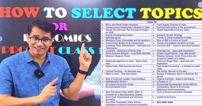 how to select topics for economics project