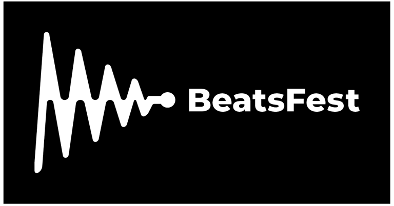 BeastFest white logo version - White sound wave with "BeatsFest" written on the right in white text.