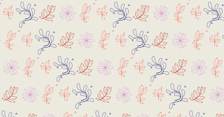 a pattern of flowers and leaves on a white background