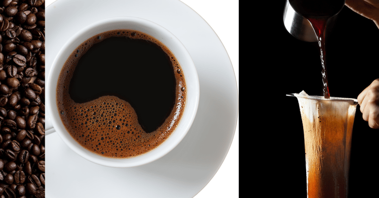 a person pouring coffee into sock