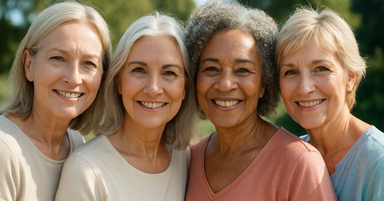 A group of elderly happy women