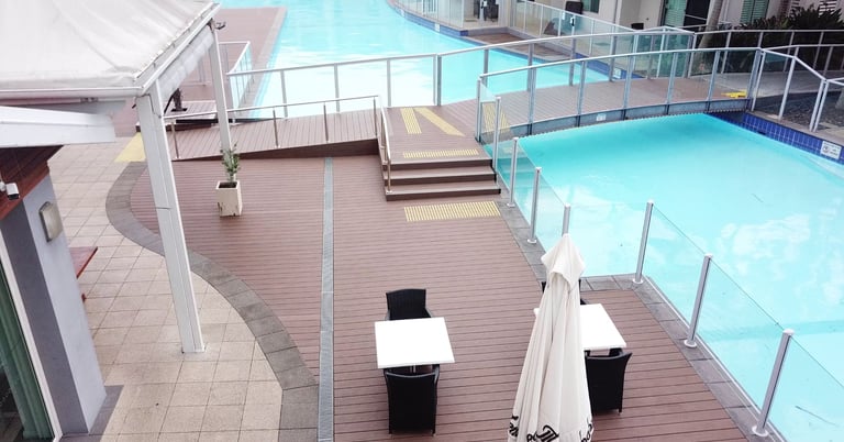 Poolside deck at resort