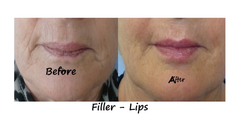 Before and after photos filler lips– more volume, fewer wrinkles around the mouth, natural shape.