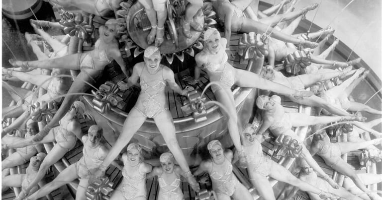 Human fountain of chorus girls in “By a Waterfall” from Footlight Parade (1933).