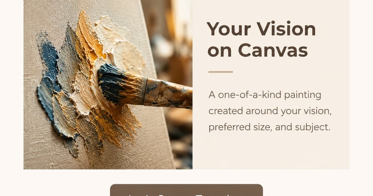 Close-up of artist hand painting textures with a brush on a canvas for custom oil painting commissio