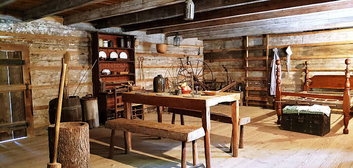 Calhoun, GA - Interior of a Cherokee cabin in early 1800's 