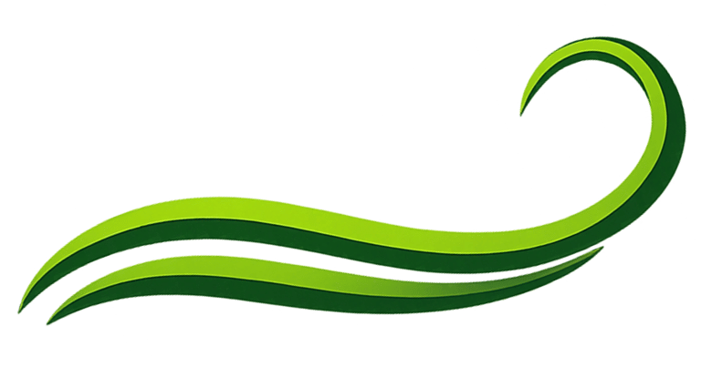 Green wave‑style ComeBeWell logo mark