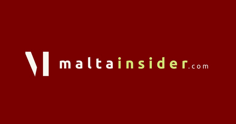 Malta Insider logo featuring white and yellow text on a deep red background.