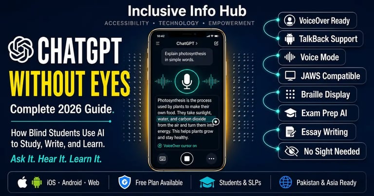 ChatGPT Without Eyes 2026 guide featured image showing voice conversation interface on smartphone with S-curve ribbon badges