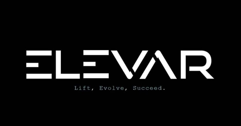 a black and white logo with the word elevar