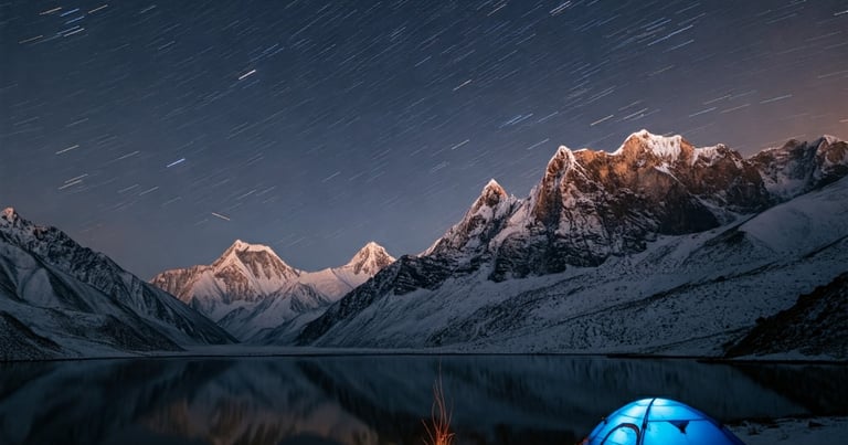 a tent pitched up in the snow at Ansoo lake