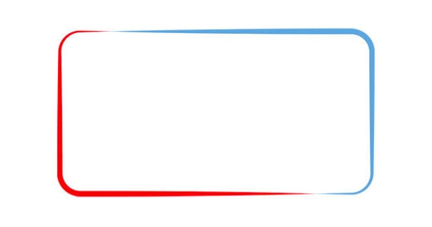 a red and blue rectangled with a white background