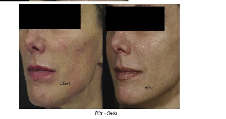 Before & after image filler mid face – improved ogee curve, even skin tone and more radiance.