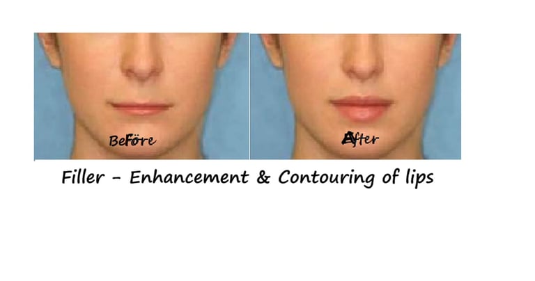 Före- och efterbild filler läppar – ökad volym, tydligare kontur och slät hud runt munnen