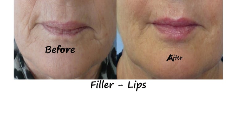 Before and after lip fillers in Bangalore. Lips gain volume and contour, reducing lines, natural loo