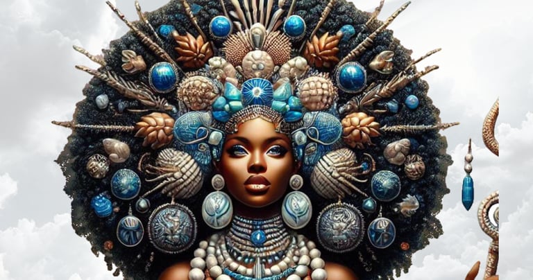 image of a book cover of Nigerian Mythology - The Shadow Sky featuring a resplendent Umale-Okon