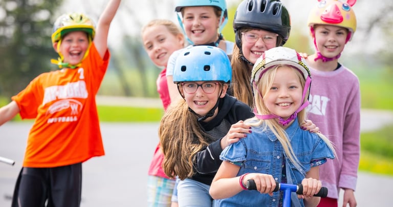a group of children's skateboarders on a skateboard