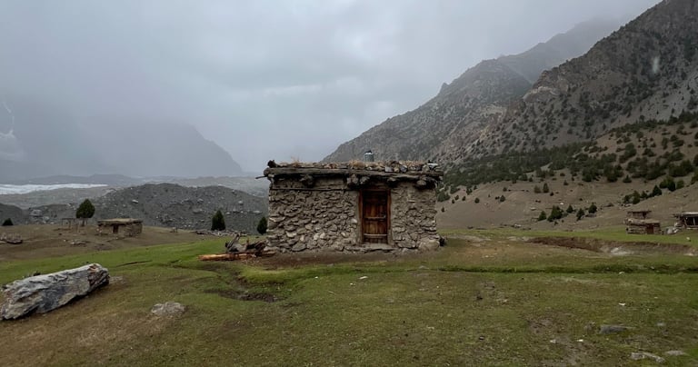 a hut in the mountains