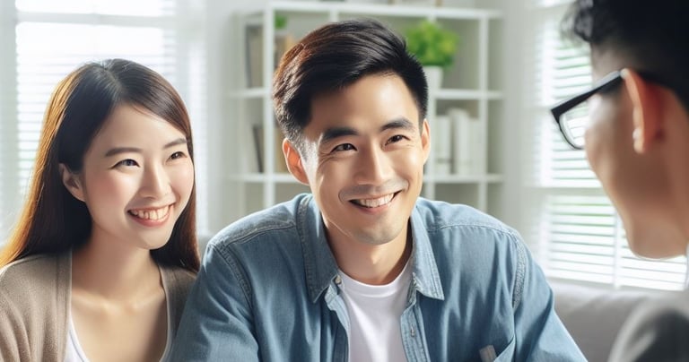 a man and woman sitting at a table. TFSA Account. Tax Free Savings Account