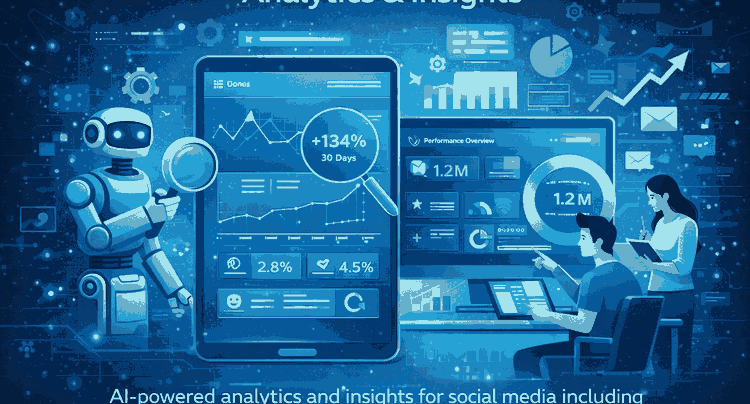 Social media analytics, content optimization for performance tracking, engagement metrics insights
