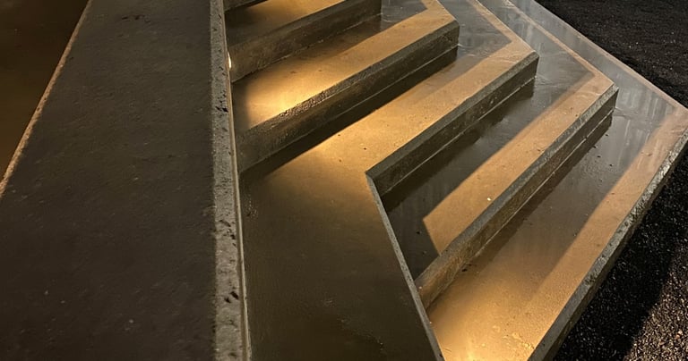 commercial step lights installed on concrete steps