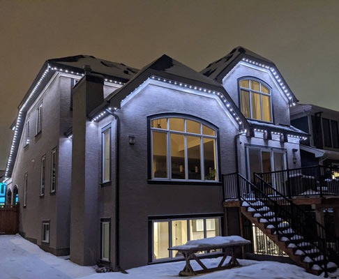 permanent lighting on second story eave