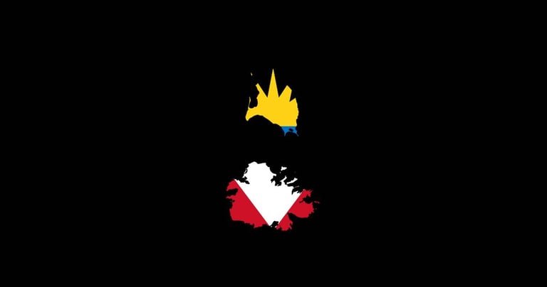 Antigua & Barbuda Flag Map.