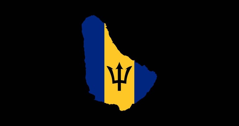 Barbados Flag Map.