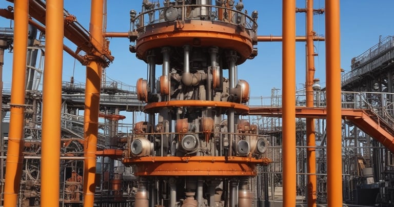 An array of tree systems designed for oil extraction.