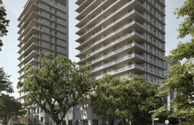 Case Alameda Moinhos — concreto aparente em subsolo, Moinhos de Vento, Porto Alegre RS, 2026. 