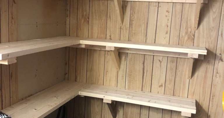 Previous work image of shelves installed and created