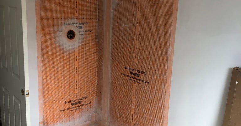 Image of old project showing a shower pan installation