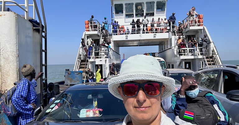 Zayera on a ferry border crossing Senegal to Gambia