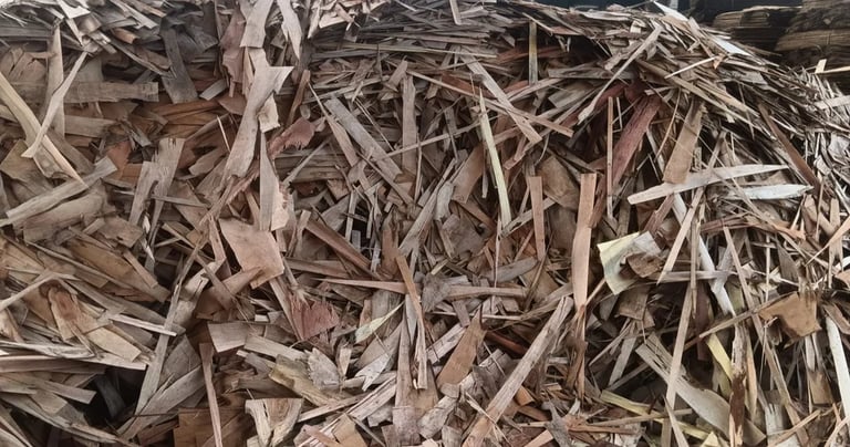 Biomass briquettes manufactured from wood waste by Agni Agro Biofuels in India