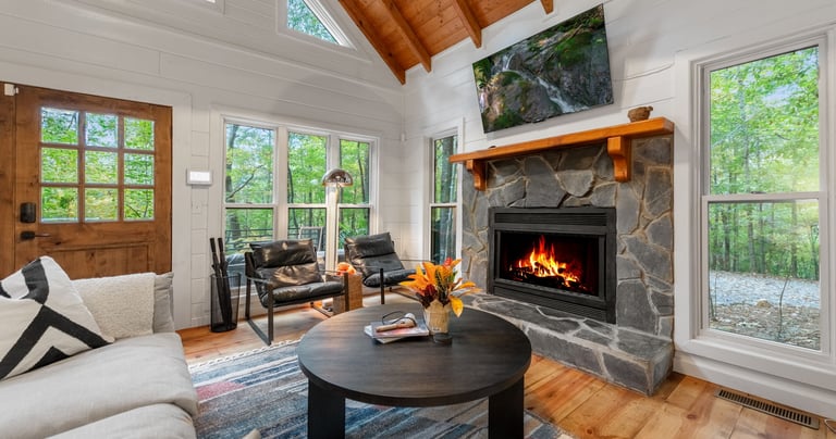 living room with fireplace