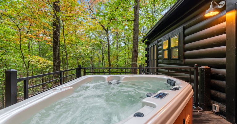 side porch with hot tub