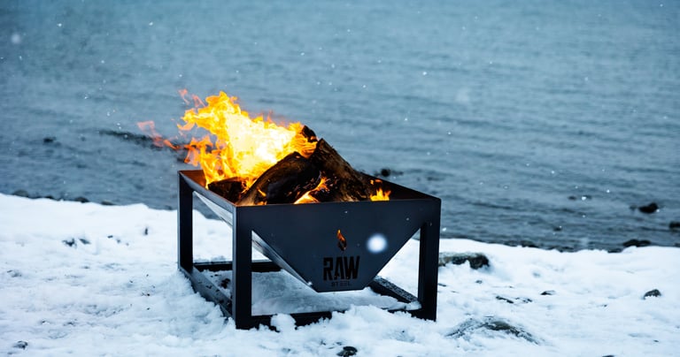 Rawsteelco firepit being used in the snow
